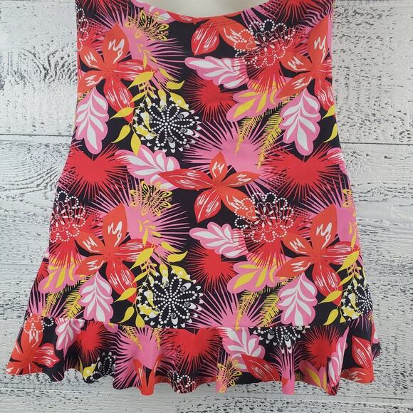 Sunshine Zone Red Floral Halter SwimsuitSz L (12/14) Tropical Retro Beach Ready - Picture 5 of 10